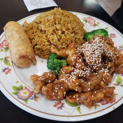 New China Restaurant - Lunch sesame chicken and fried chicken rice