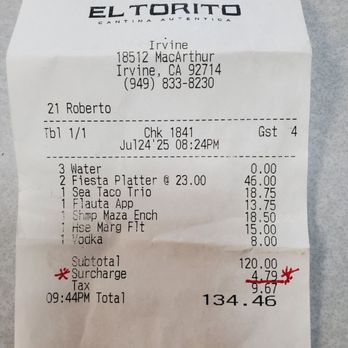 El Torito - CHECK YOUR RECEIPT!! - Mexican Near Me - Irvine, California El Torito - CHECK YOUR RECEIPT!! - Mexican Near Me - Irvine, California