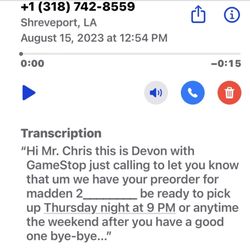 Gamestop - Voicemail