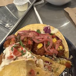 BATTERED FISH & BREADED SHRIMP tacos BATTERED FISH & BREADED SHRIMP tacos