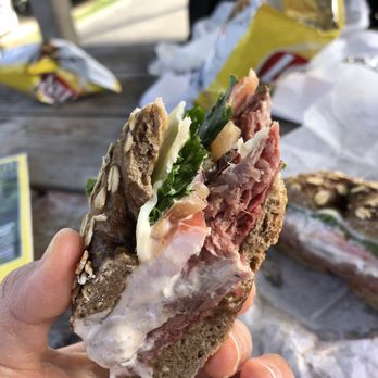 Bagels Plus - Cathedral Ledge sandwich, perfect for post-hike! Comes with chips and pickle. Great roast beef! The Oatmeal bagel is ingenious too - Bagels Near Me - North Conway, New Hampshire Bagels Plus - Cathedral Ledge sandwich, perfect for post-hike! Comes with chips and pickle. Great roast beef! The Oatmeal bagel is ingenious too - Bagels Near Me - North Conway, New Hampshire