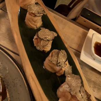 Kata Robata - Salmon + Quail Egg + Black Truffle (daily special) - Sushi Bars Near Me - Houston, Texas