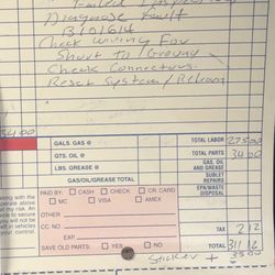 Columbia Road Gulf Service - Receipt: $345 instead of $275 (which was really only supposed to be $35)