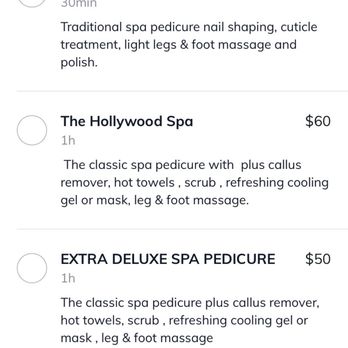 Nails Paradise - Website Menu showing basic pedicure, and delux pedicure with steps and time. - Nail Salons Near Me - Glendale, California Nails Paradise - Website Menu showing basic pedicure, and delux pedicure with steps and time. - Nail Salons Near Me - Glendale, California