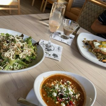 Sapphire - Tomato soup and Caesar salad - New American Near Me - Laguna Beach, California Sapphire - Tomato soup and Caesar salad - New American Near Me - Laguna Beach, California