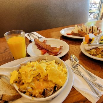 Stacks - Left Sausage Skillet, right Shrimp Benedict and French w/ banana and nutella. - Breakfast & Brunch Near Me - Menlo Park, California Stacks - Left Sausage Skillet, right Shrimp Benedict and French w/ banana and nutella. - Breakfast & Brunch Near Me - Menlo Park, California