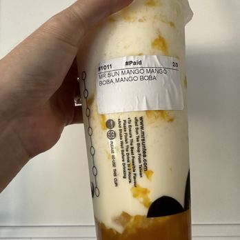 Mr Sun Tea - Mr Sun special with extra mango boba. Trust me you will need it. Just look at much they give you - Bubble Tea Near Me - Sacramento, California
