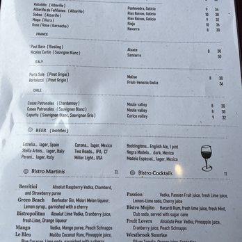 Bistro Mediterranean & Tapas Bar - Wine list - Spanish Near Me - Westbrook, Connecticut