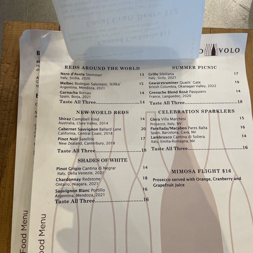 Vino Volo - a menu for a wine tasting - Wine Bars Near Me - Calgary, Alberta Vino Volo - a menu for a wine tasting - Wine Bars Near Me - Calgary, Alberta