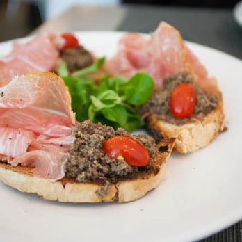 PizzArte - The bruschetta had prosciutto, truffle, cherry tomatoes and greens. So yum. - Pizza Near Me - New York, New York PizzArte - The bruschetta had prosciutto, truffle, cherry tomatoes and greens. So yum. - Pizza Near Me - New York, New York