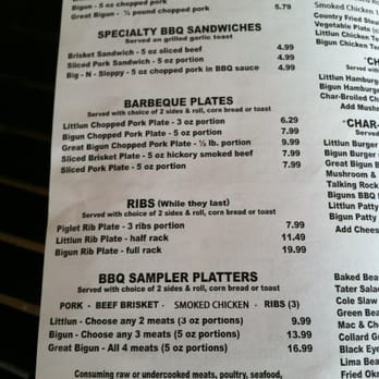 Bigun's Barbecue - Menu - Barbeque Near Me - Talking Rock, Georgia Bigun's Barbecue - Menu - Barbeque Near Me - Talking Rock, Georgia
