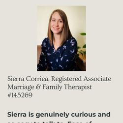 Shana Averbach, MFT - Photo of Sierra Corriea, AMFT, working under Shana Averbach's supervision, with kind words about her beneath.