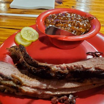 Rudy's BBQ Shack - Brisket with mountain beans - Barbeque Near Me - Valparaiso, Indiana