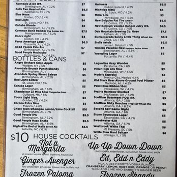Paramount - Downtown Birmingham - Drink menu - Arcades Near Me - Birmingham, Alabama