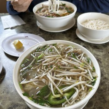 Pho Tan - Pho (front)  B10. Hue Spicy Beef Noodle ( Bun Bo Hue ) (back) - Vietnamese Near Me - Poway, California