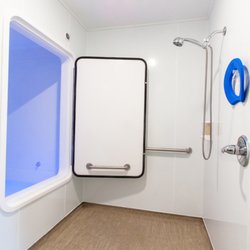 Float Quad Cities - This is Float Room 2. The shower area is larger for accessibility. Both float rooms are the same size at 8ft tall, 8ft long and 4.5ft wide