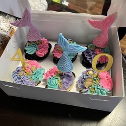 Mermaid 40th bday cupcakes