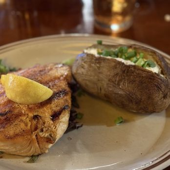 Chuck’s Steak House - Salmon Fillet with Baked Potato - Steakhouses Near Me - Myrtle Beach, South Carolina Chuck’s Steak House - Salmon Fillet with Baked Potato - Steakhouses Near Me - Myrtle Beach, South Carolina