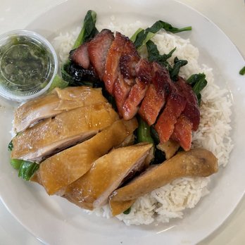Sandy's Cafe - Char Siu & Ginger Sauce Chicken on Rice - Cantonese Near Me - Honolulu, Hawaii