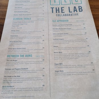 The Lab Collaborative - Menu - New American Near Me - Oceanside, California