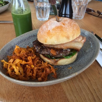 Park St - Bacon beef burger with sweet potato crisps! - Breakfast & Brunch Near Me - Carlton North, VIC
