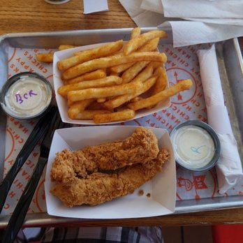 Happy Chicks - Little Chick French Fries. Yes, that sauce is Smoked Bacon! #yummy - Chicken Shop Near Me - Austin, Texas Happy Chicks - Little Chick French Fries. Yes, that sauce is Smoked Bacon! #yummy - Chicken Shop Near Me - Austin, Texas