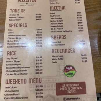 Chowrasta - Menu . That's it. 1 page . - Coffee & Tea Near Me - Fremont, California