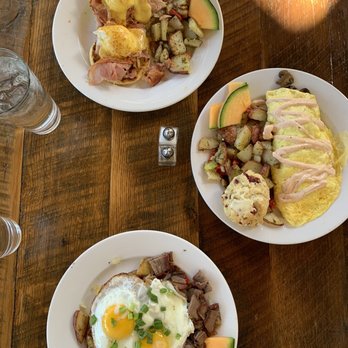 High Hand Cafe - Eggs Benedict, veggie omelette, and brisket hash - New American Near Me - Loomis, California