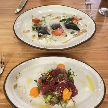 Deckman’s North At 3131 - Cured mackerel (top) & tuna crudo (bottom) - New American Near Me - San Diego, California