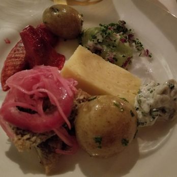 Fem Små Hus - SOS - herring 4 ways: with chive&garlic, fried&pickled, lingonberried, and dill&onion - Scandinavian Near Me - Stockholm, Alberta Fem Små Hus - SOS - herring 4 ways: with chive&garlic, fried&pickled, lingonberried, and dill&onion - Scandinavian Near Me - Stockholm, Alberta