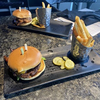 Topgolf - Smokehouse BBQ Burger w/ fries Buttermilk Fried Chicken Sandwich w/ fries - Golf Near Me - Virginia Beach, Virginia Topgolf - Smokehouse BBQ Burger w/ fries Buttermilk Fried Chicken Sandwich w/ fries - Golf Near Me - Virginia Beach, Virginia