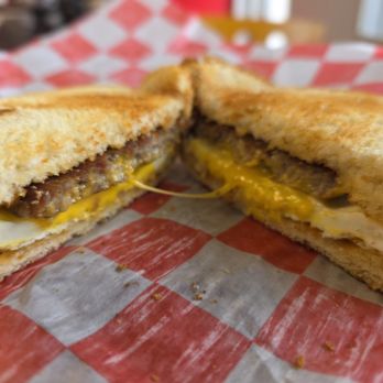 Gary's Drive In - Sausage, egg, & cheese sammie on toast (or bread, or biscuit). Breakfast sandwich perfection. - Burgers Near Me - Owensboro, Kentucky Gary's Drive In - Sausage, egg, & cheese sammie on toast (or bread, or biscuit). Breakfast sandwich perfection. - Burgers Near Me - Owensboro, Kentucky