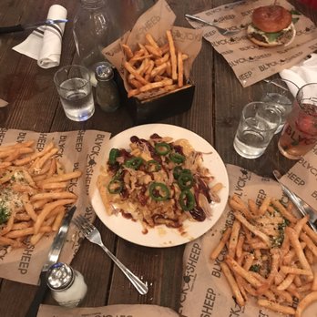 Black Sheep - Truffle 'n' Parmesan Fries (left and right), You are Smokin' (middle), Apple 'n' Hickory Smoked Fries (Top) - Burgers Near Me - Springfield, Missouri Black Sheep - Truffle 'n' Parmesan Fries (left and right), You are Smokin' (middle), Apple 'n' Hickory Smoked Fries (Top) - Burgers Near Me - Springfield, Missouri
