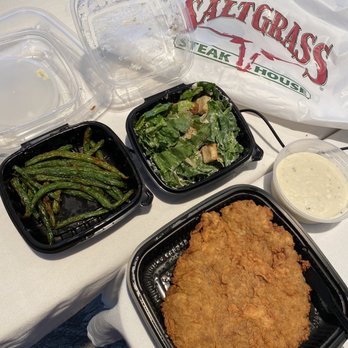 Saltgrass Steak House - Chicken fried steak, green beans and Caesar salad - Steakhouses Near Me - Norman, Oklahoma Saltgrass Steak House - Chicken fried steak, green beans and Caesar salad - Steakhouses Near Me - Norman, Oklahoma