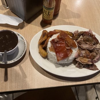 Havana Sandwich Cafe - Black beans and pernil entree - Cuban Near Me - Bloomfield, New Jersey