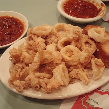 Randazzo's Clam Bar - Calamari with hot sauce, after we have had some, yum! - Seafood Near Me - Brooklyn, New York Randazzo's Clam Bar - Calamari with hot sauce, after we have had some, yum! - Seafood Near Me - Brooklyn, New York