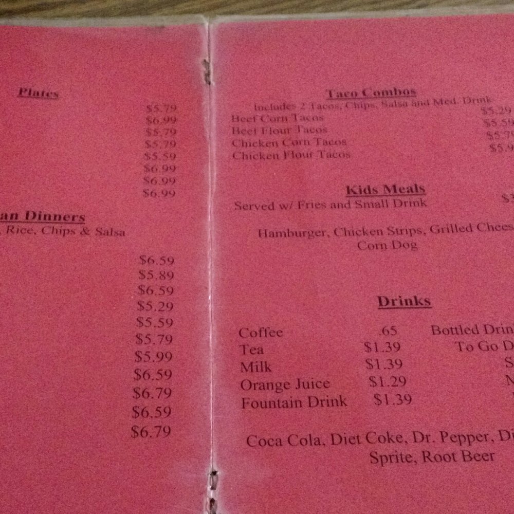 Mama Josie's Cafe - menu and prices - Mexican Near Me - Terral, Oklahoma
