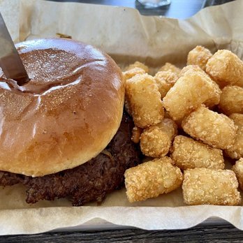 Rebels Burger and Brew - Hamburger with tater tot's. - Burgers Near Me - Yucaipa, California