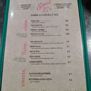 The SOS Tiki Bar - Sweet E's pop up food menu. - Caribbean Near Me - Decatur, Georgia