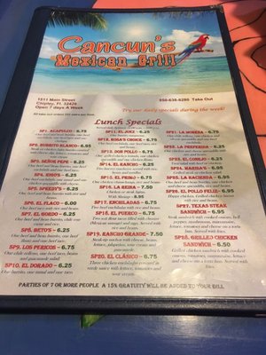 Menu photo 3 Cancun's Mexican Grill Chipley, FL Menu photo 3 Cancun's Mexican Grill Chipley, FL