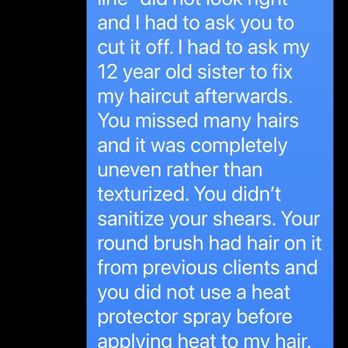 Shear Zen Salon - My complaint. She ruined my hair. I want justice. - Hair Salons Near Me - Aurora, Colorado