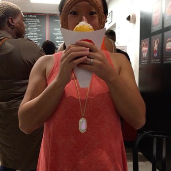 Red Circle Ice Cream - Plain churro with mango sorbet! Mmmm... - Desserts Near Me - Houston, Texas