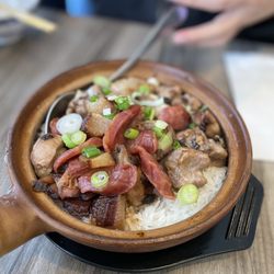 Big Fun Cafe - 2 Item Clay Pot Rice Combo: Chinese Sausage and Bacon and Spare Ribs with Black Beans