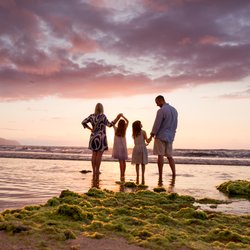 Little Bird Photography + Films - Family enjoying a beautiful sunset on the north shore of Oahu.
