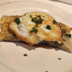 The Embassy - Spinach and mushroom gruyere crepe with no gruyere even though I ordered it as is?