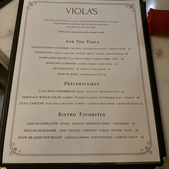 Viola’s Bar & Bistro - Dinner menu - French Near Me - Monrovia, California Viola’s Bar & Bistro - Dinner menu - French Near Me - Monrovia, California