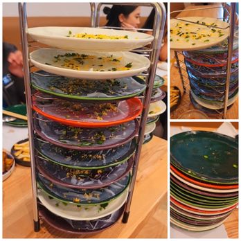 Quan Nhii - 2 Bánh Ướt towers:  20 plates, steamed fresh to order with minced shrimp + chives - Vietnamese Near Me - Westminster, California