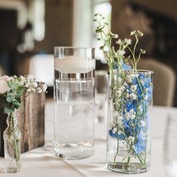 Whimsical Floral Waterfalls - Blue Delphinium Arrangement