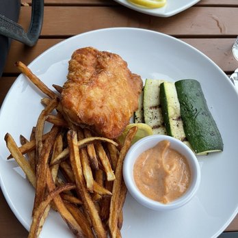 7 Devils Waterfront Alehouse - Fried trout, fries and Grilled Zucchini! - Seafood Near Me - Coos Bay, Oregon