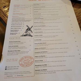 Bar Molino - Menu - Tapas/Small Plates Near Me - Jacksonville, Florida Bar Molino - Menu - Tapas/Small Plates Near Me - Jacksonville, Florida